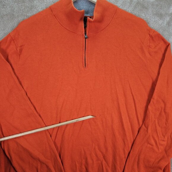 Banana Republic Pima Cotton Cashmere Sweater Orange 1/4 Zip Long Sleeve Mens XL - Picture 2 of 10